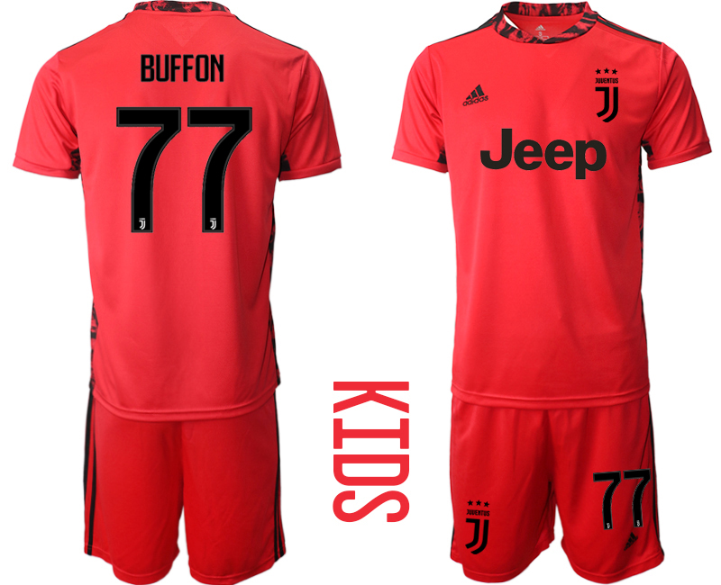 Youth 2020-2021 club Juventus red goalkeeper #77 Soccer Jerseys->juventus jersey->Soccer Club Jersey